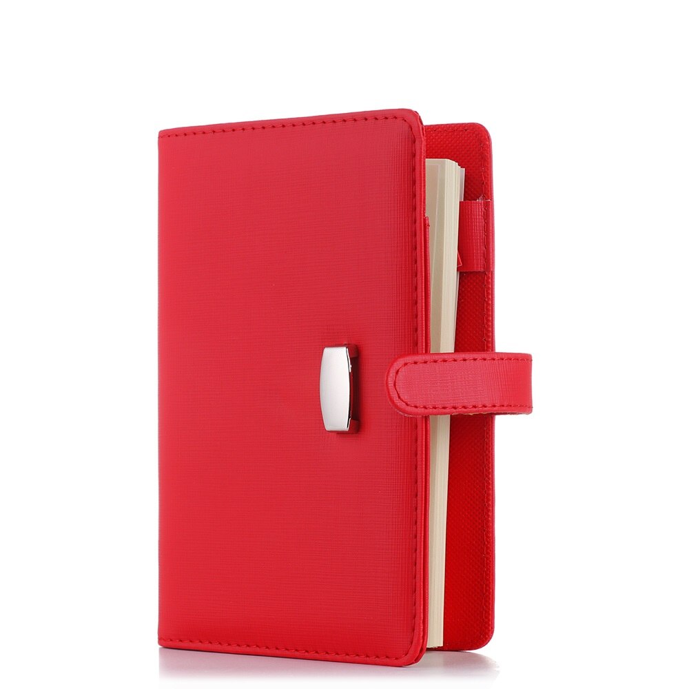 Carpeta de Anillas A6 A7 de PU con Clip, cuaderno de hojas sueltas de cuero, cubierta, Agenda, planificador, organizador, escuela, oficina, papelería: Red / A7