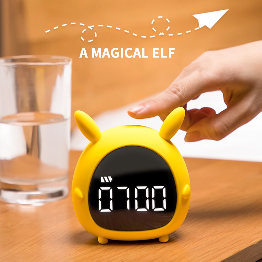 Smart Multifunctional Elf Alarm Clock Cartoon Voice Control Led Clock Dormitory Student Multifunctional Bedside