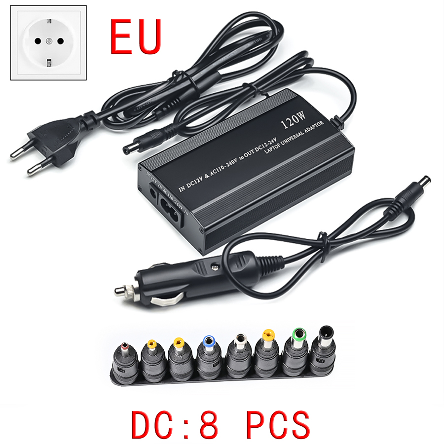 Multifunktionales Laptop-Netzteil, Autoladegerät, Computer-Adapter, 120 W, einstellbare Spannung für HP ASUS LENOVO ACER IBM: WEISS