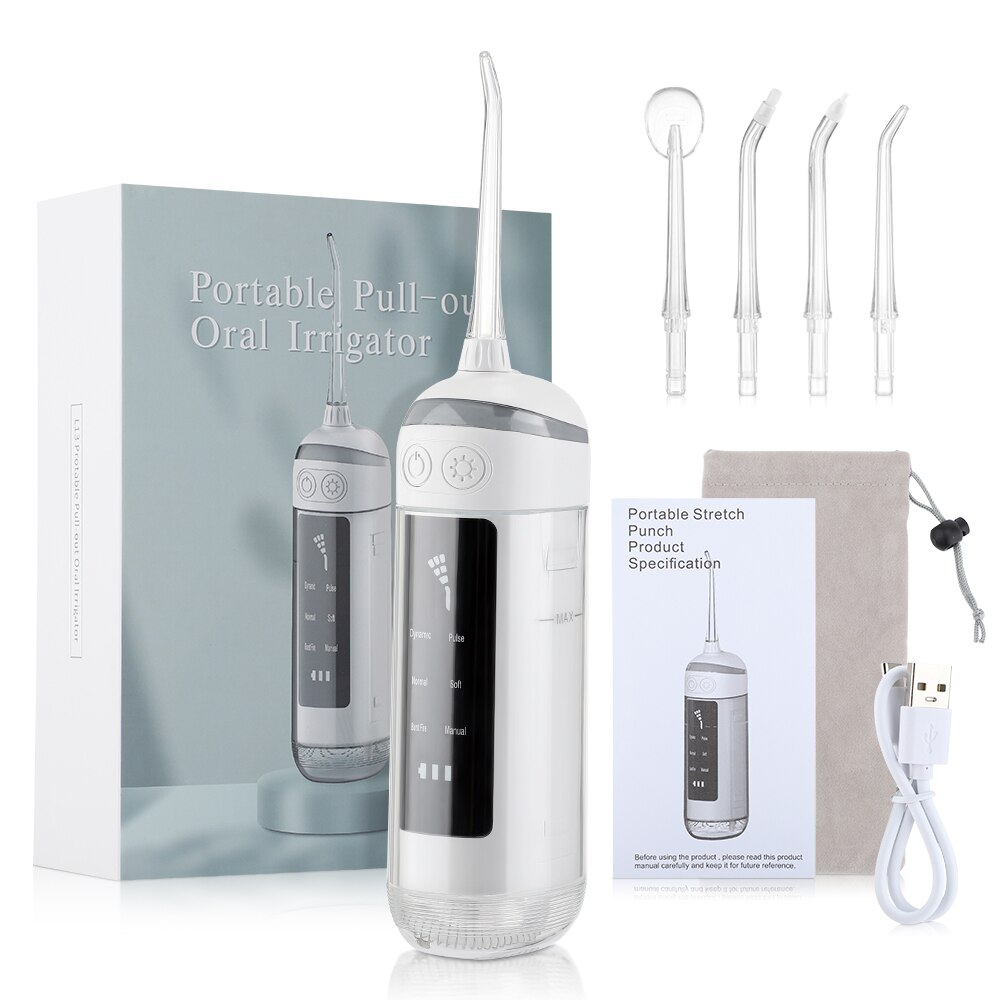Tragbare Wasser Flosser Oral Irrigator Zahn Zahnseide Zähne Reiniger Mund Waschmaschine Wasser Jet wählen 6 Reinigung Modi 4 Düsen: Ursprünglich Titel