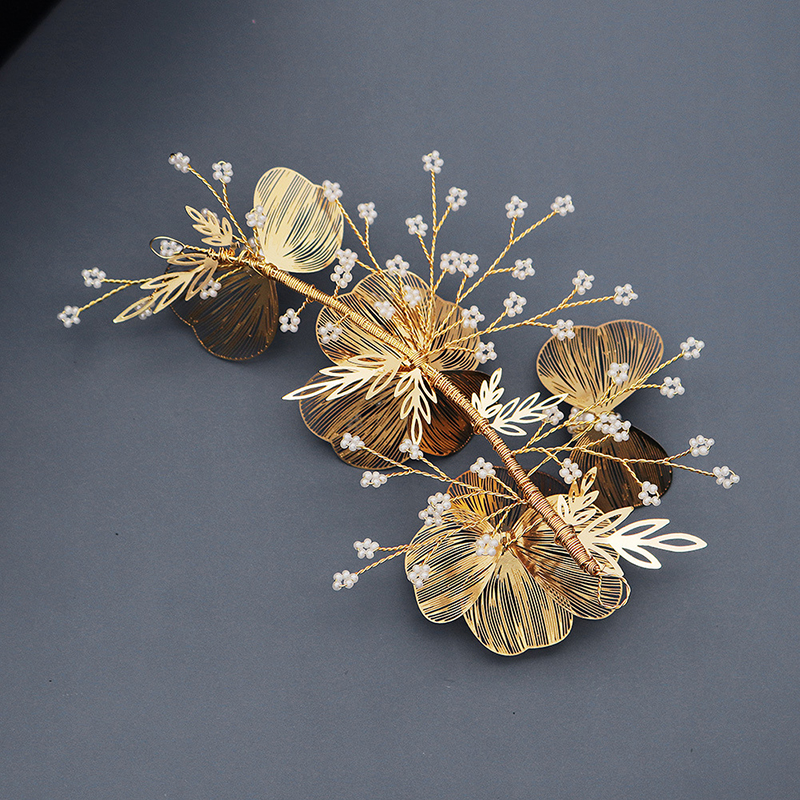 Faixa de cabelo com pétalas de cobre dourado, acessório para cabelo feito à mão para casamento, vestido de noiva