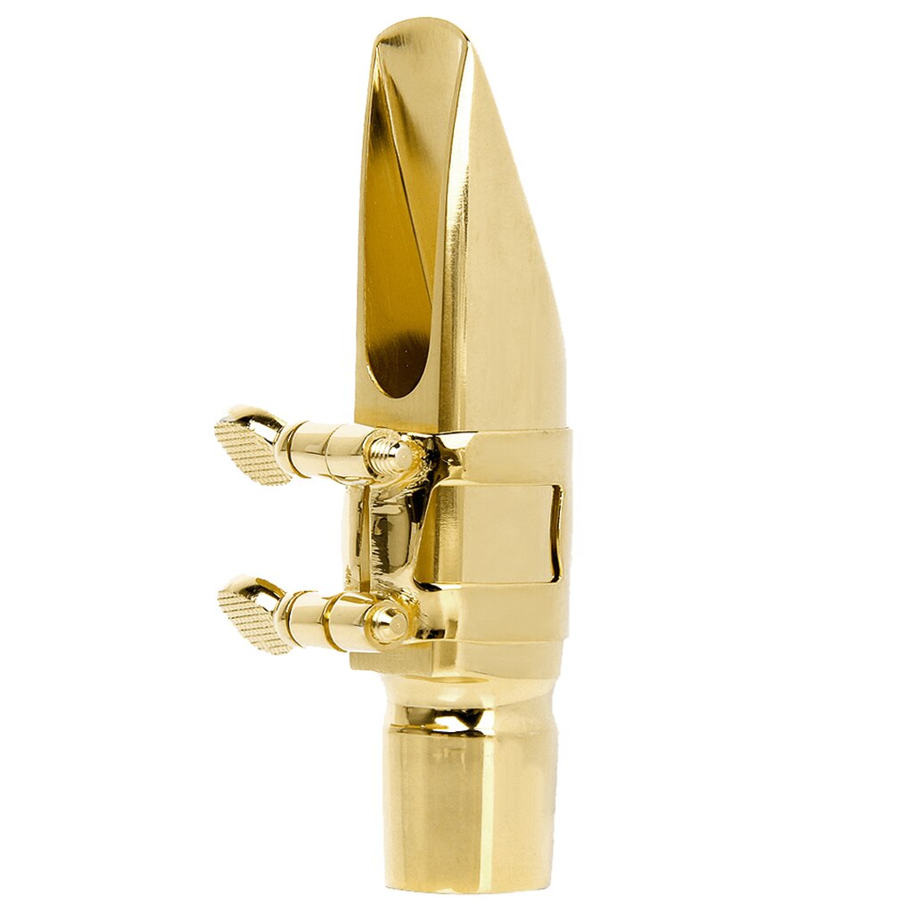 Golden Plated Alto Sax Saxophone Mouthpiece #6 Metal with Cap and Ligature high Baffle Special Tone Chamber