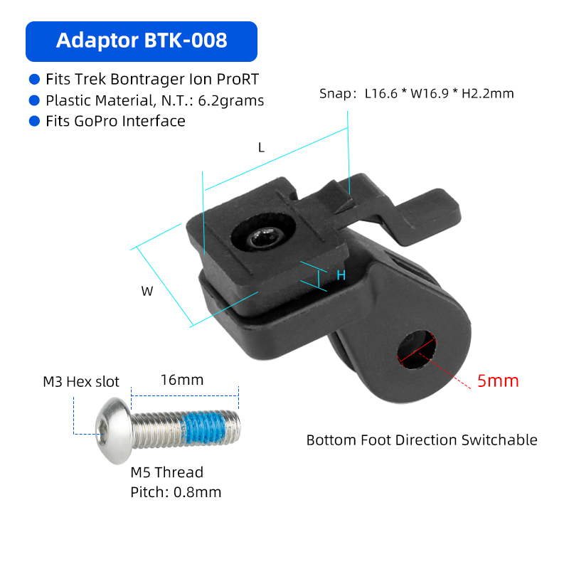 Deemount Fietslamphouder Mount Camera Stand Rack Voorvork Installeren 15 ° /Flat Warping voor Brompton vouwfiets/MTB/racefiets: Marineblauw