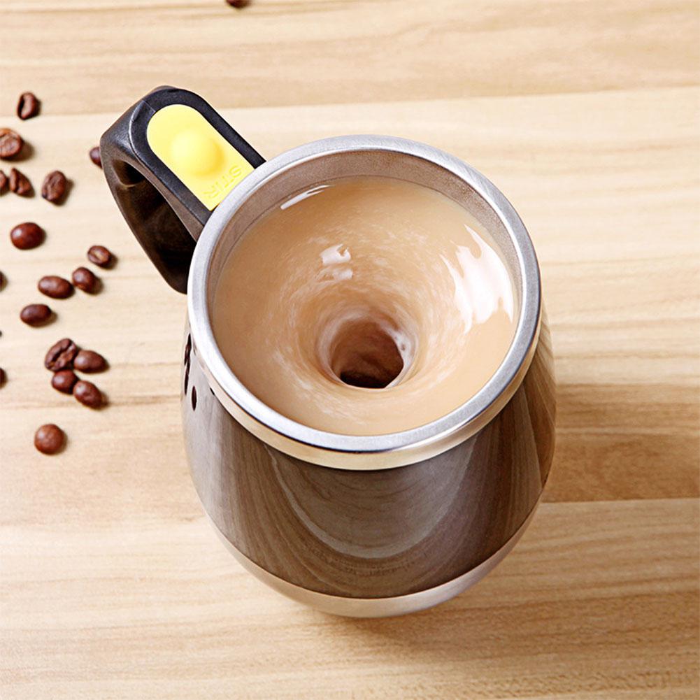 Self Stirring Mug 401-500 Ml Stainless Steel Magnetized Anti-scald Mixing Cup with Lid Handgrid Cup MugWirh Lid for Coffee Milk