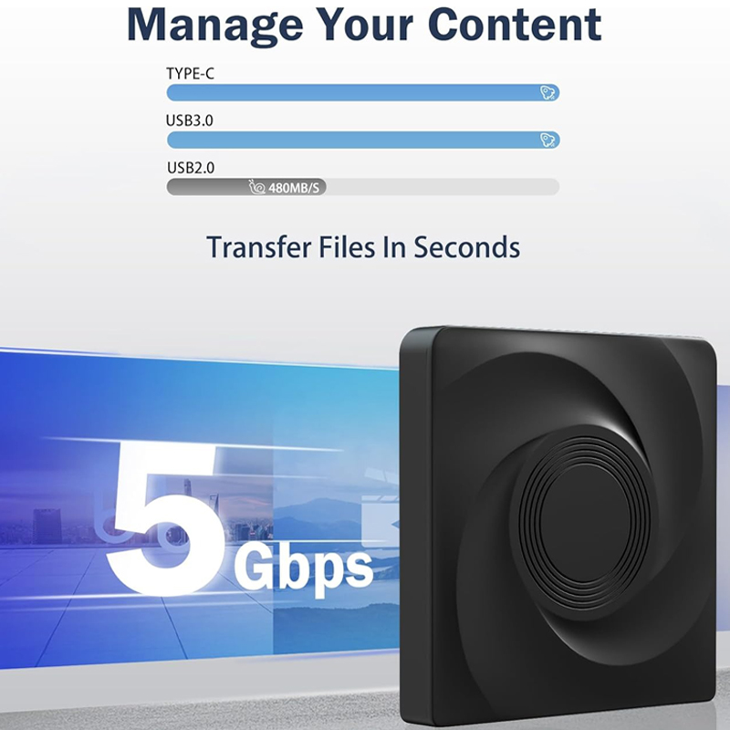 External Blu ray Drive USB 3.0 Type-C Optical BD CD DVD Drive Burner Portable Player Writer Compatible with Windows/MacOS/Linux
