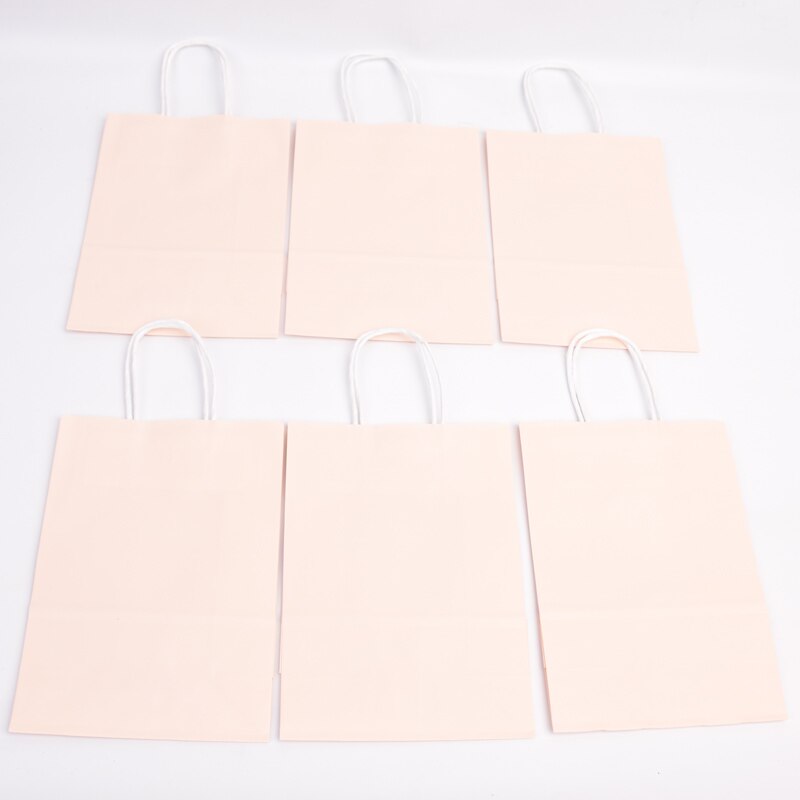 6 stk kraftpapirposer blå/lyserøde pastelposer slik regnbue pastel festdekoration baby shower: Fersken