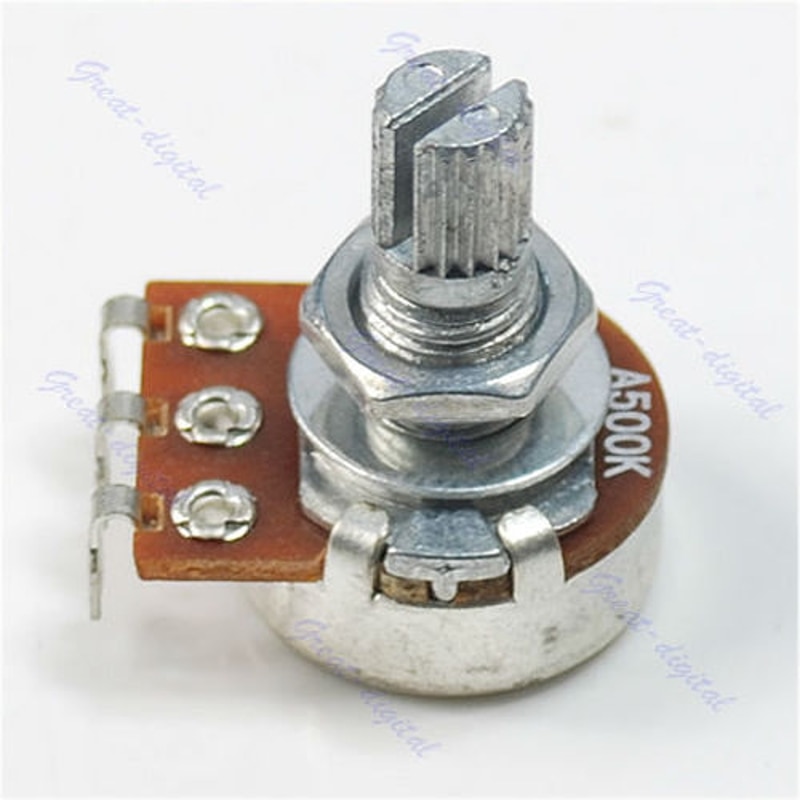 1Pc A500K Potentiometer Splined Pot Electric Guitar Bass Effect Amp Tone Volume 15mm Shaft Parts