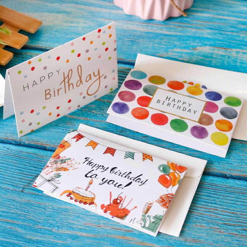 6sets Happy Birthday Greeting Card Envelope Baby Shower Party Invitation Envelope Blank Inside Stationery Envelope Postcard