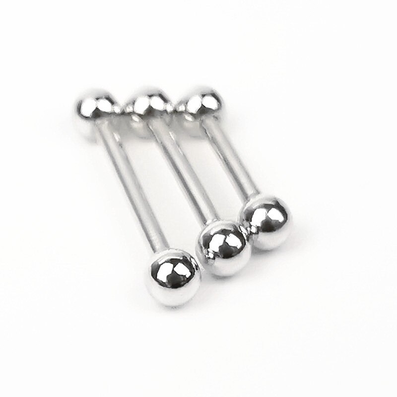 1Pcs 925 Sterling Zilver Tong Ring Straight Barbell Wenkbrauw Tepel Ring Body Piercing Bar Lichaam Sieraden