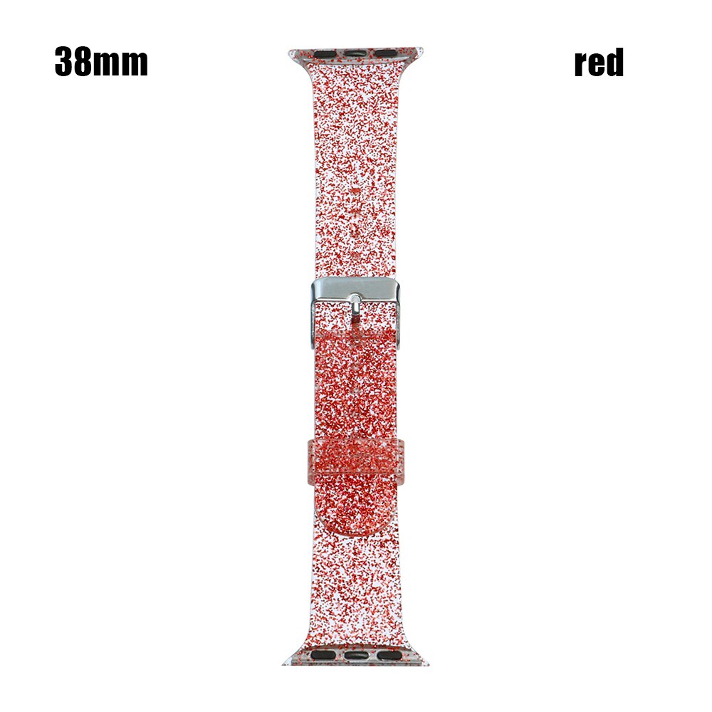 Adjustable Silicone Transparent Glitter Waterproof Band For Apple Watch 38mm 40mm Strap for Apple Watch i-Watch Series 1/2/3/4: 2 / 42(44)mm