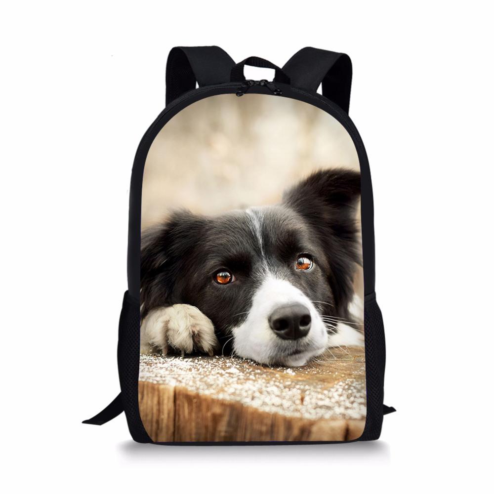 3D Border Collie Dog Print Backpack SchoolBags for girls boys teenager orthopedic school bag packbags mochila escolar bookBag: BJMQ02.jpg