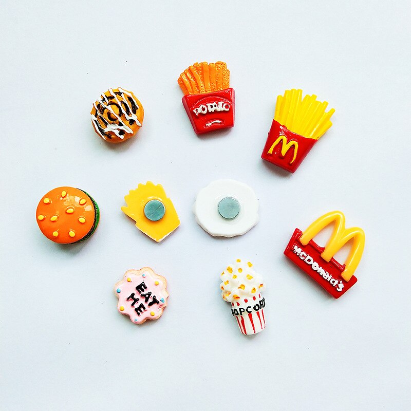 Leuke Frieten Hamburger Cartoon Creatieve Drie-Dimensionale Magnetische Sluiting Koelkast Magneten Magneten Home Decor