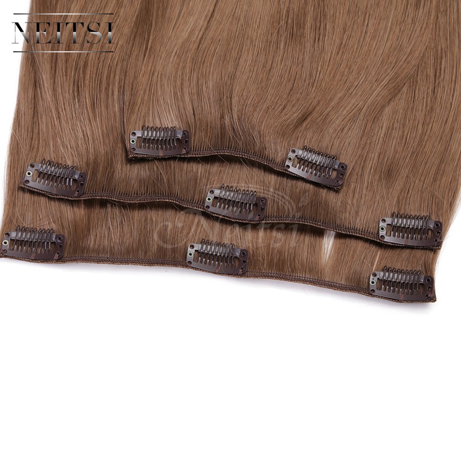 Neitsi 14 '' 3 stk/sæt 75g clip in på syntetiske hårextensions lige hårstykker lys blond 550#