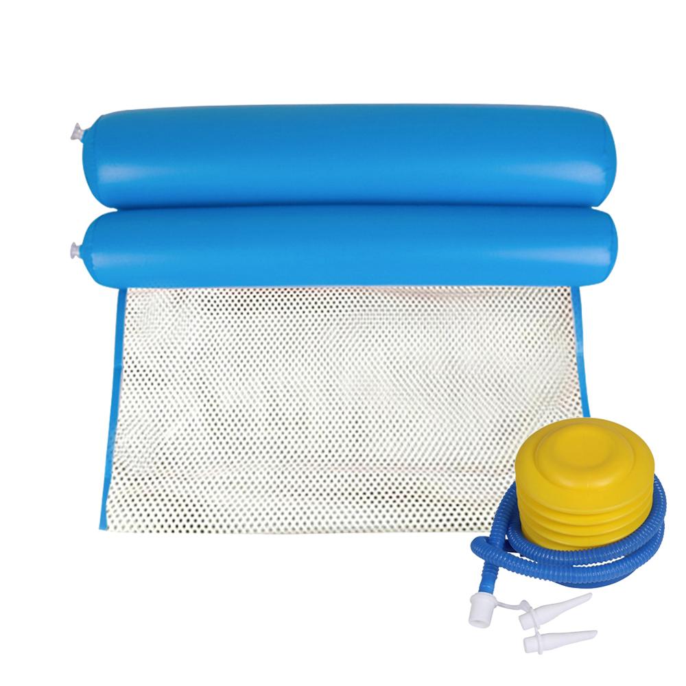 Hamaca de agua plegable para una sola persona, colchón de aire inflable, tumbona de playa, colchón flotante para dormir, silla de cama: Dark Blue with pump