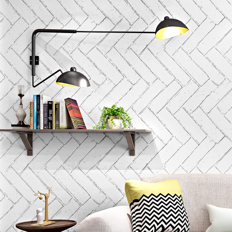 Papel tapiz con de ladrillo blanco y negro del norte de Europa, papel tapiz con de ladrillo blanco, imitación de ladrillo, té de la leche