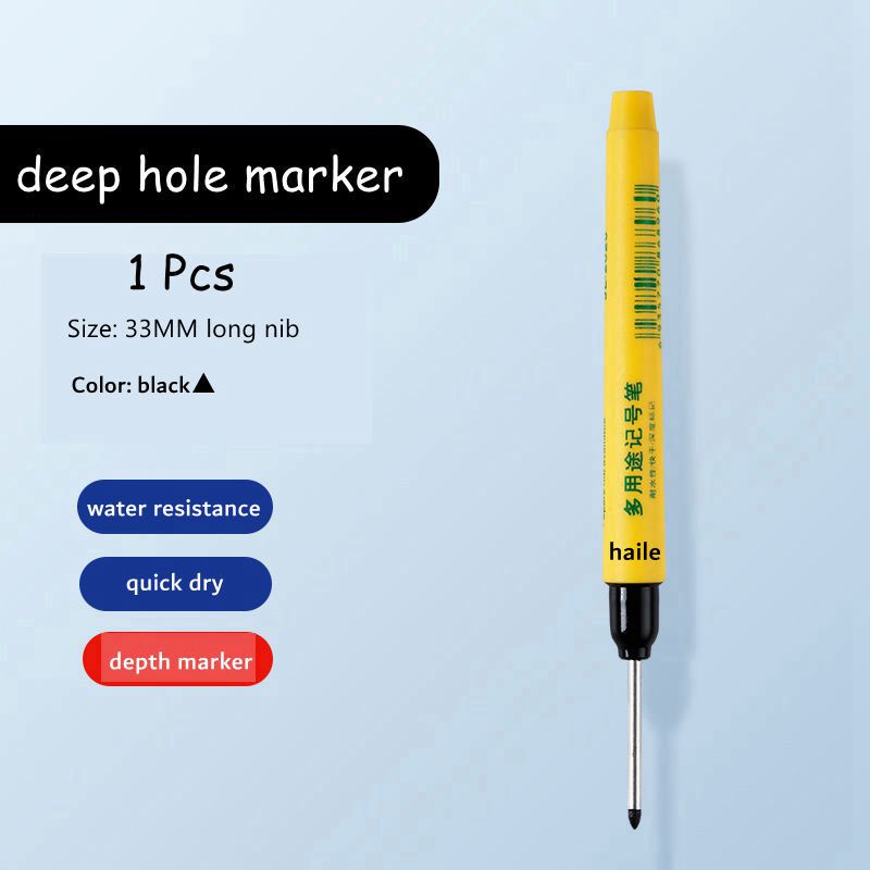 Haile Deep Hole Long Nib Multi-Purpose Marker Pens Waterproof Mechanical Carpentry Bathroom Woodworking Construction Marking Pen: PURPLE