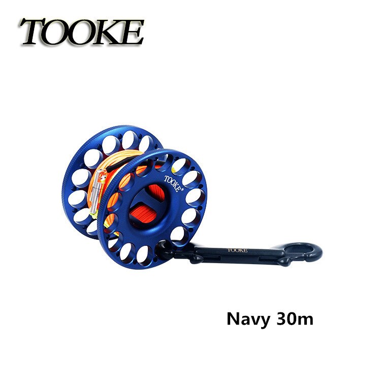 Scuba Diving Aluminum Alloy 30m 45m Spool Finger Reel with Stainless Steel Bolt Snap Hook For SMB Safe Equipment BCD Accessories: Navy 30m