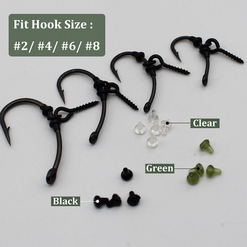 Topes de gancho para pesca de carpa, accesorios de pesca de carpa, cuentas de mango, tapones para ganchos deslizantes, cuentas de goma para herramientas de aparejo de cabello de carpa, 100 Uds.