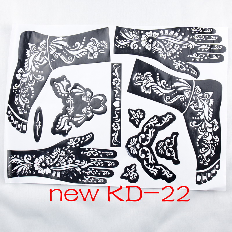 1pc KD22 plantilla para tatuajes manos/plantillas de tatuajes de Henna para pintar mehndi cuerpo pintura Kit de suministros
