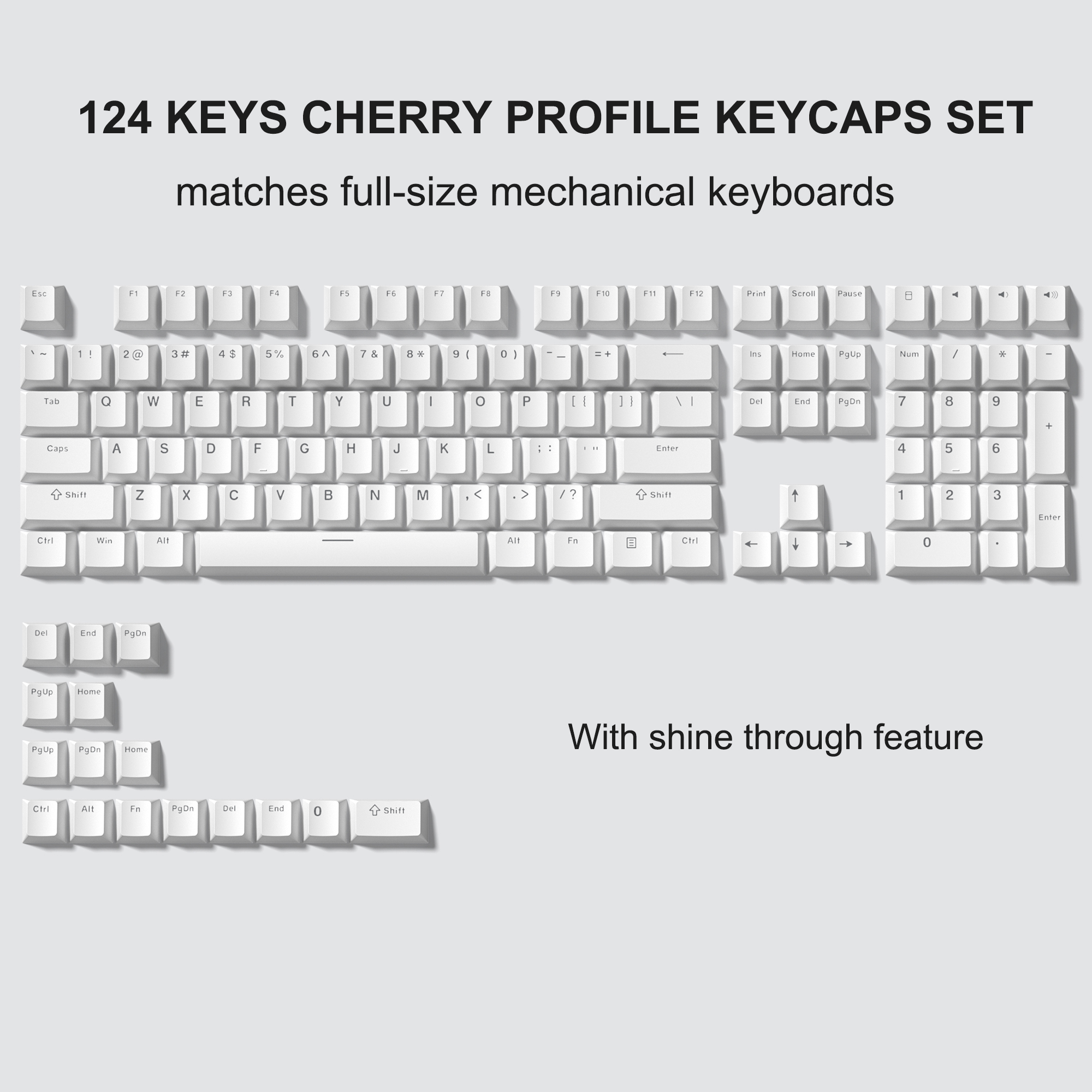 189 teclas PBT doble disparo negro gris ISA perfil teclas para interruptores MX Womier GK61 Anne Pro 2 Teclado mecánico para jugar: Blanco