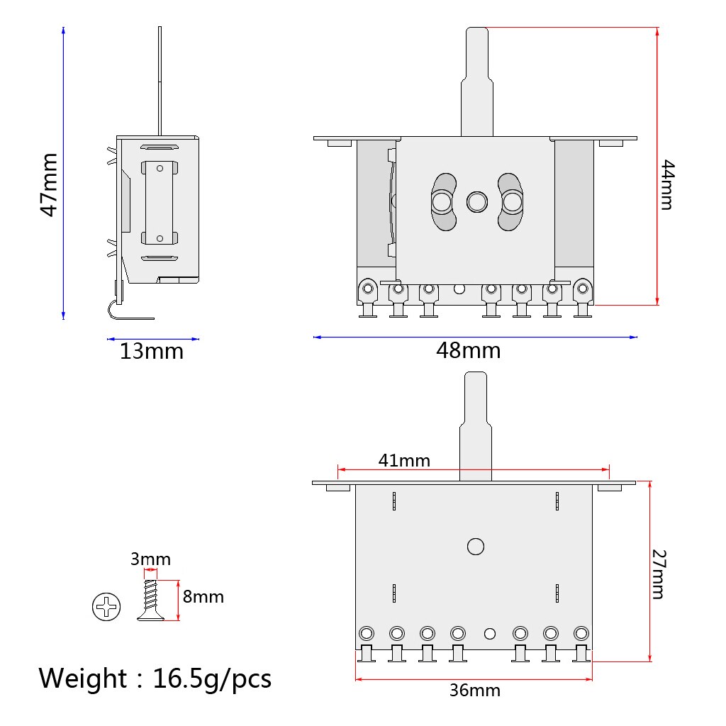 5 Way Pickup Selector Switch with gold Tip for Stratocaster Electirc Guitars