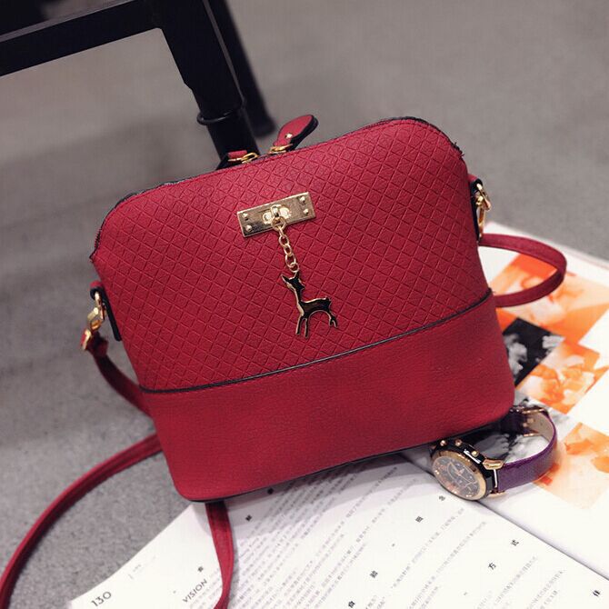 Schoudertassen Voor Vrouwen Tas Met Herten Speelgoed Shell Vorm Kleine Messenger Crossbody Tas Dames Rits Handtassen: Red-1