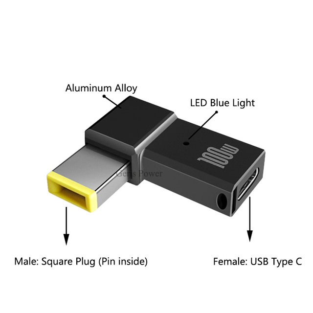PD 100W Laptop Power Charger Supply Adapter Connector USB Type-C Female to DC Male Jack Plug Converter for Lenovo HP DELL Asus: WHITE