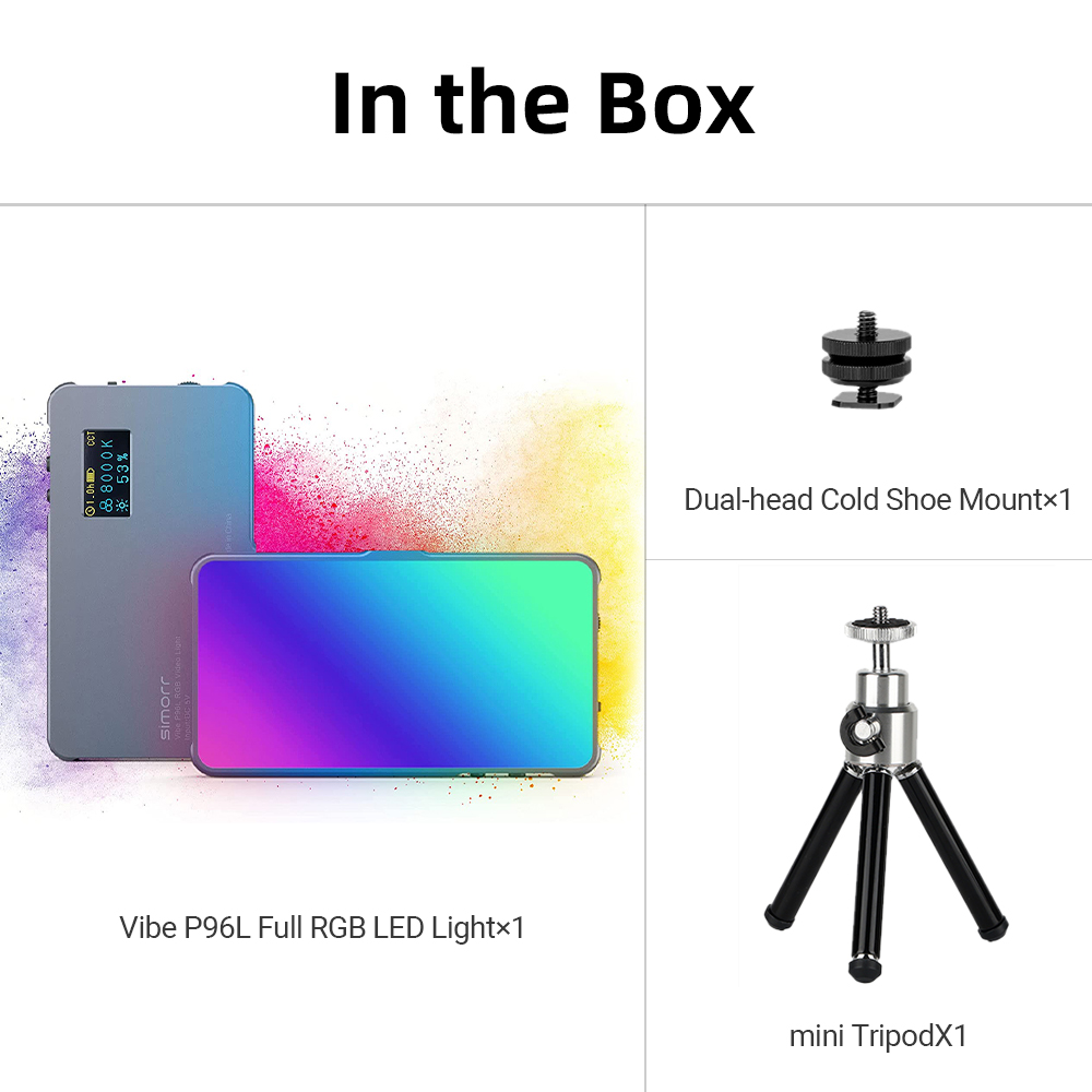 SmallRig P96L RGB Video Light, Portable LED Camera Light Full Color Fill Light CRI 96+ Rechargeable LED DSLR Lighting 3489