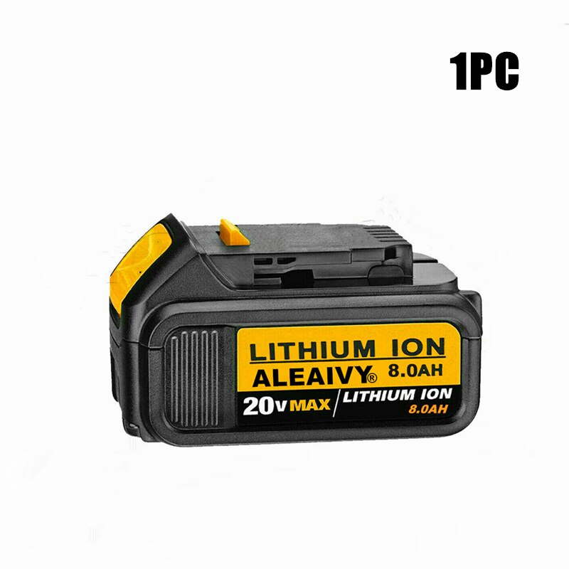 Aleaivy 18V 20V Max XR Battery 8.0Ah with Charger - Replacement for Dewalt DCB184 DCB181: 1pc 8.0Ah
