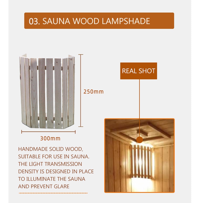 Anti-Explosie Licht Lampenkap Houten Bescherming Tool Voor Lampen Praktische Hout Lampenkap Voor Stoombad Sauna Accessoires