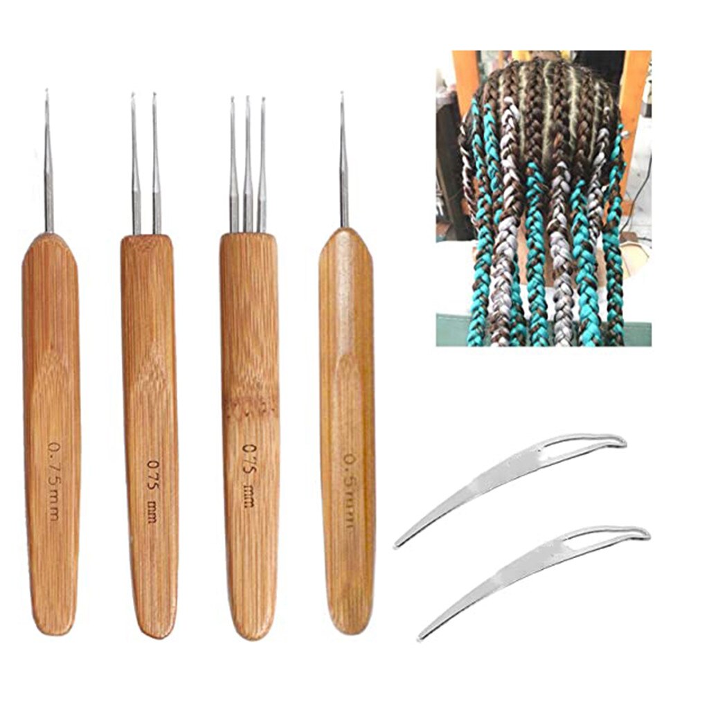 6Pcs Haak Haak Interlock Naald Voor Retignten Haar Trekken Vergrendeling Naald Weven Naalden 2 Stuks Dreadlocks Gereedschap C11