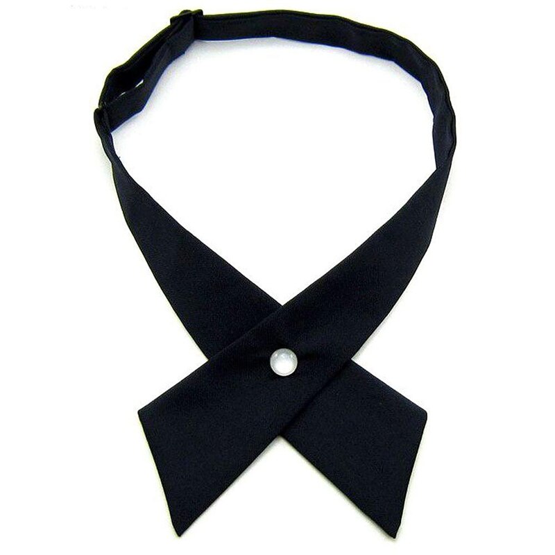 Verstelbare Kruis Strikjes Voor Mannen & Vrouwen Solid Business Casual Das Formele Jurk Mannen Wedding Metalen Kraag Das bowtie: Black