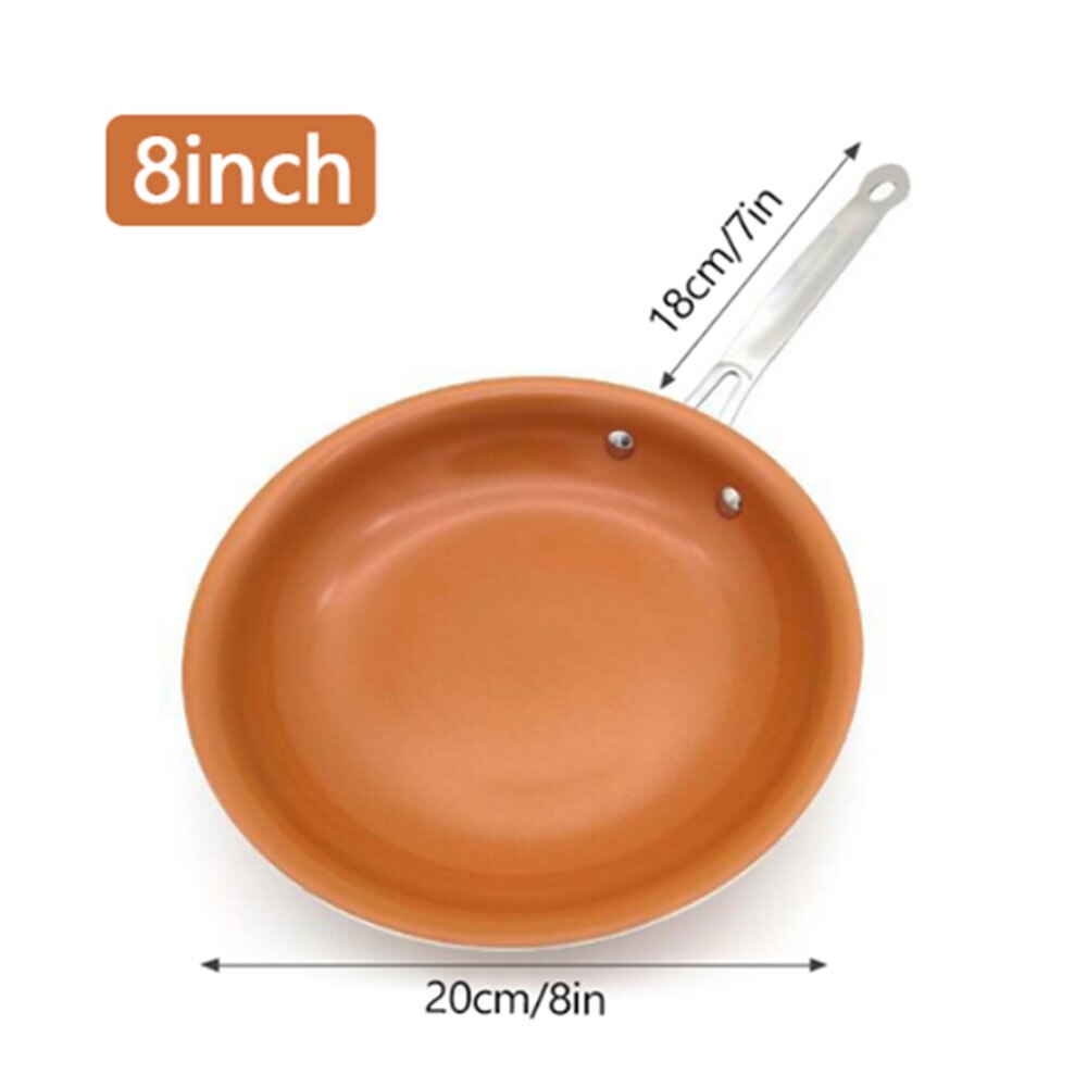 Non-stick Copper Frying Pan with Ceramic Coating Induction Cooking Dishwasher Safe Pan Pizza Pancake Gas Cooker Pans: 8inch 20cm(d)