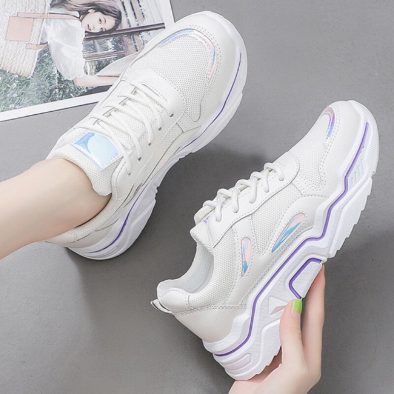 women running Comfortable shoes pink Chunky sneakers platform wedge LL-35