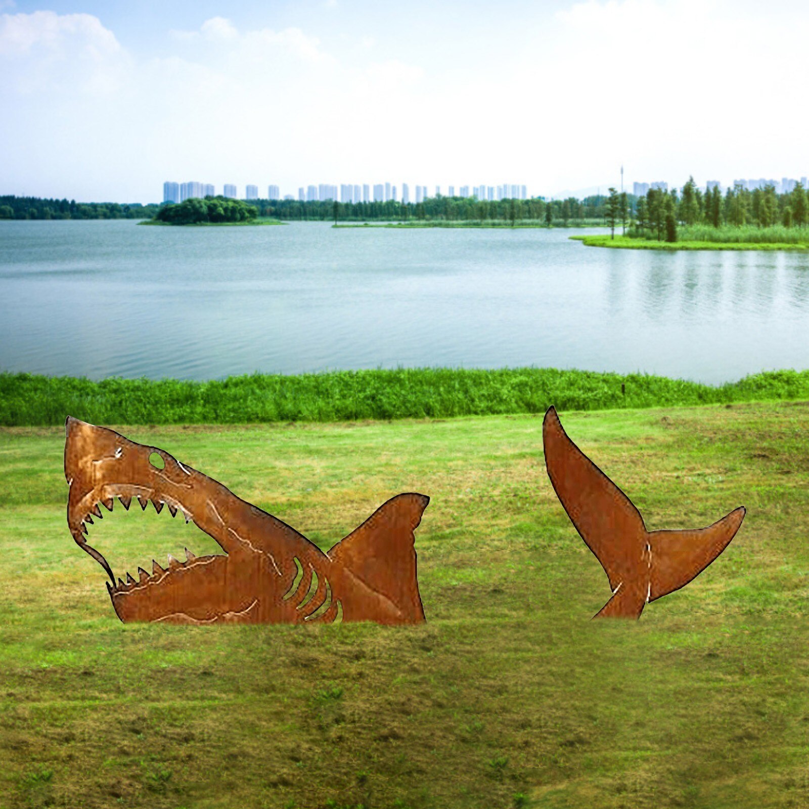 2pcs Garden Figurines Garden Art Outdoor Decor Ocean Sea Ornaments Yard Art Outdoor Garden Backyard Lawn Stakes