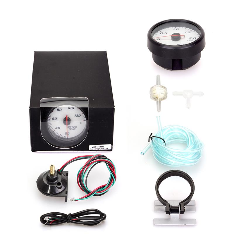 2.5&quot; 60mm Pointer Blue Backlight White Face Auto Car Turbo Boost Gauge -100~200 KPA Turbo Meter With Sensor Vacuum Gauges