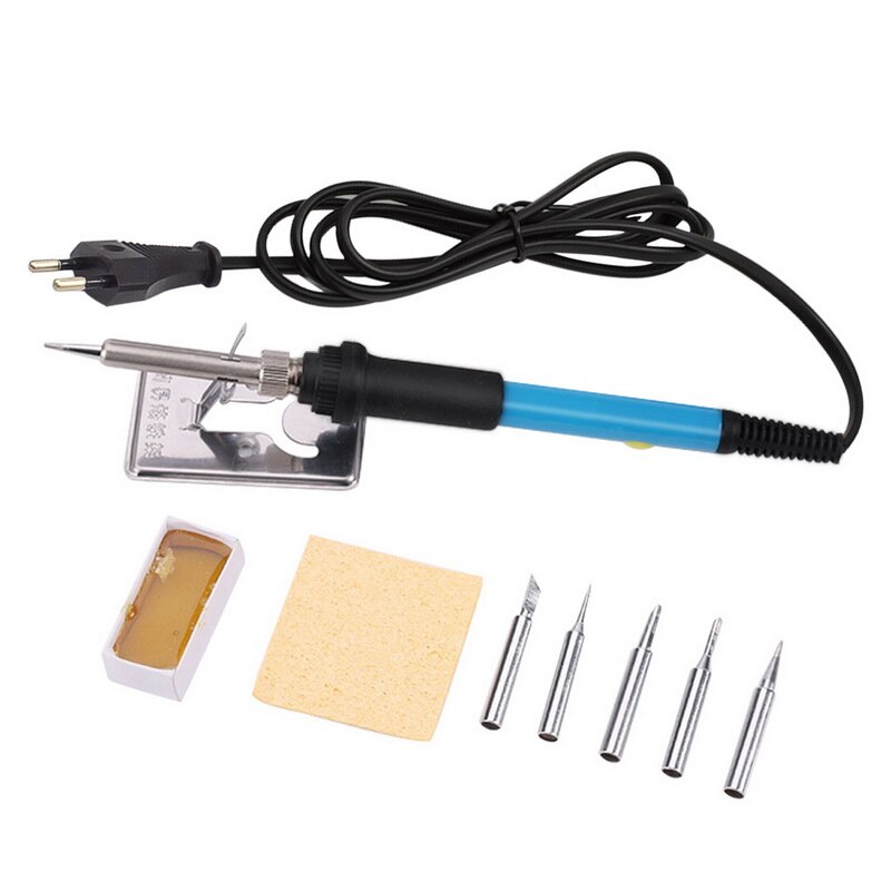 Soldador eléctrico de temperatura ajustable 220V 60W enchufe de la UE soldadura Estación de Reparación lápiz de calor 5 uds herramienta de reparación de puntas: 5pcs
