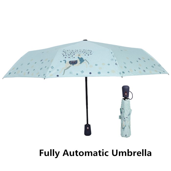 Kocotree Big Strong For Two People Fully Automatic Anti-UV Rain Sunshine Windproof Umbrellas For Women Ladies Giraffe: Blue Elk