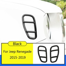 2 Stuks Side Lamp Covers Voor Jeep Renegade Zwart. Auto Styling Accessoires Exterieur Abs Plastic Protector Decal