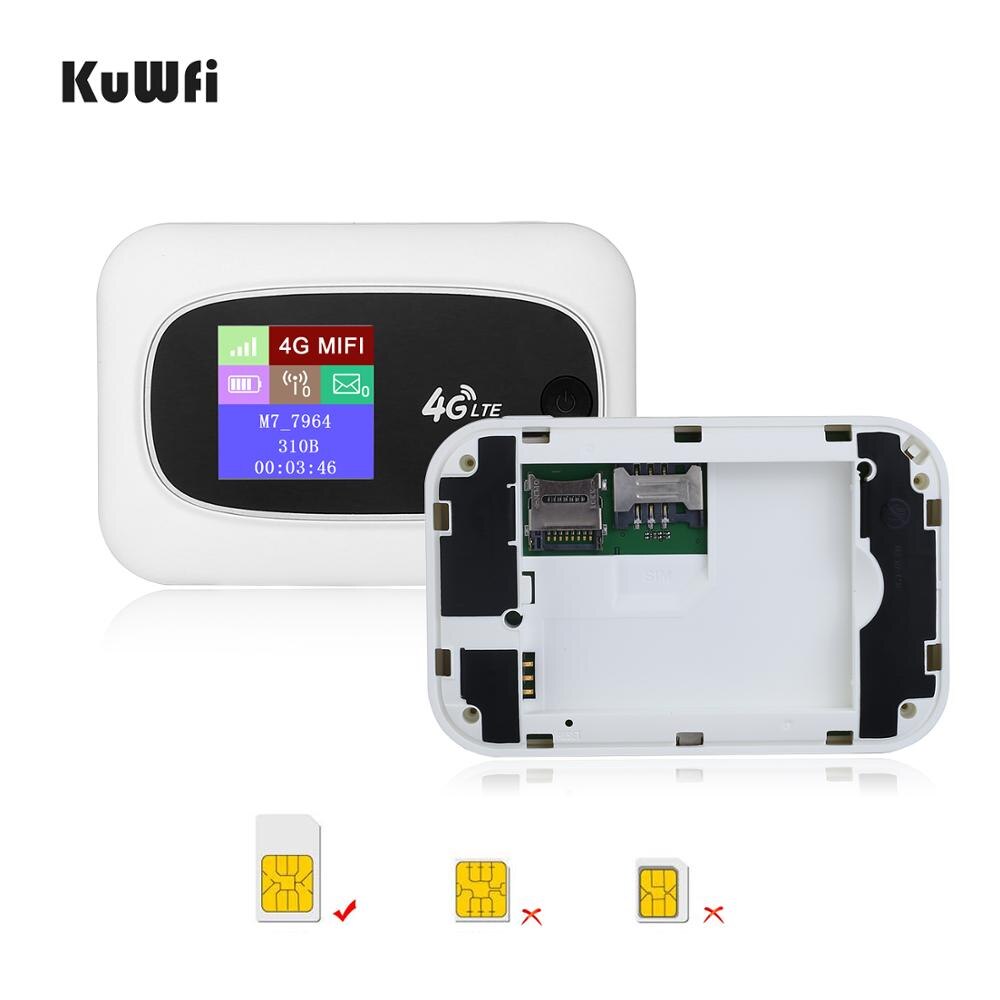 KuWFI Mobile 4G Wifi Router Mobile WiFi Hotspot Travel Router Partner4G Wireless SIM Routers with SD and SIM Card Solt