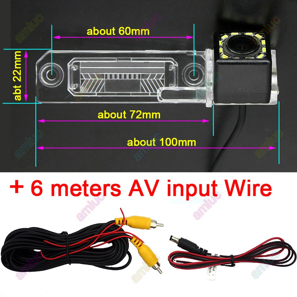 Vehicle Wireless Car Camera Monitor for VW Skoda Superb Magotan Touran Passat Jetta Caddy Golf Multivan T5 Transporter Bora Polo: 12led Rear Camera