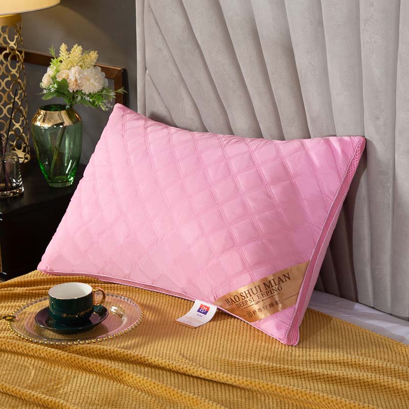 Oreiller de lit en duvet de plumes, pour dormir, hôtel, blanc, housse en coton, respirant, doux pour la peau, pour le cou, lavable en Machine, 1 pièce: Rose / High pillow