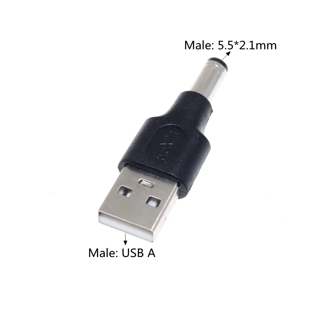 1 pièces adaptateur ca à cc convertisseur prise 5.5mm * 2.1mm femelle vers USB mâle adaptateur d'alimentation connecteur fiches: Gris foncé