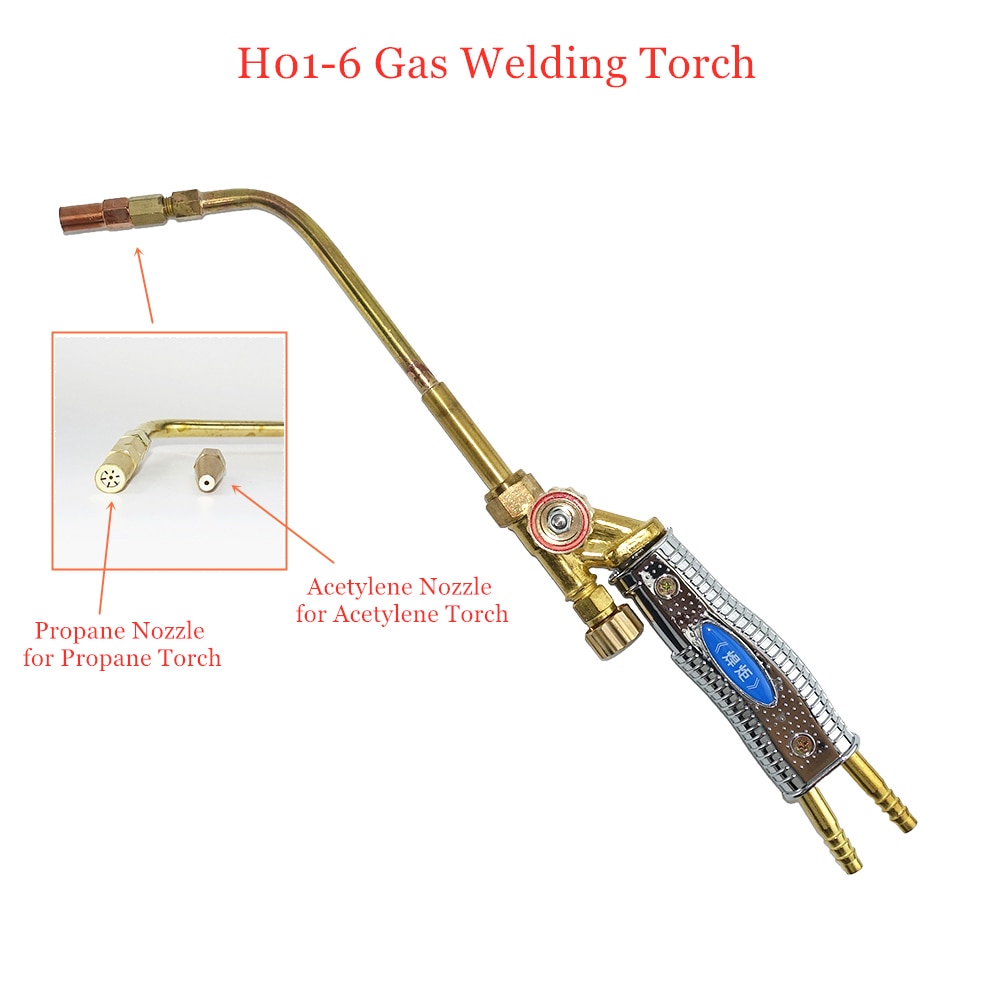 Gas Welding Torch H01-6 Oxygen Propane Acetylene Natural Gas for 2-6mm Steel Copper Aluminum Silver Soldering Brazing Torch