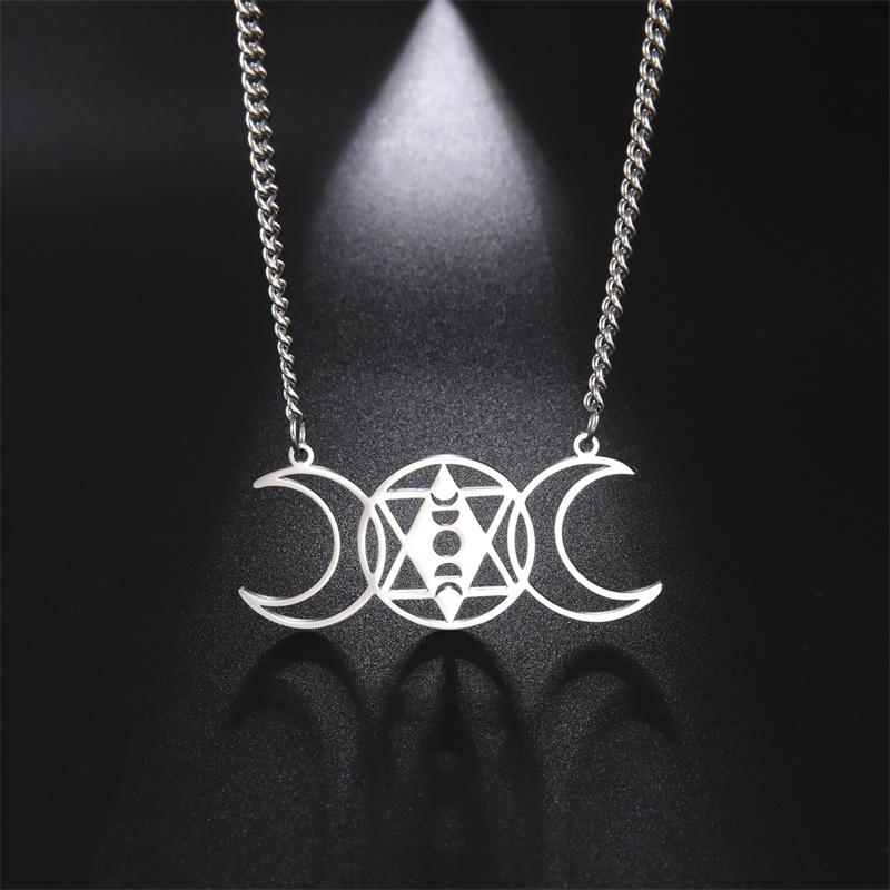 Wicca Pentagram Heks Ketting Roestvrij Staal Mannen Kettingen Amulet Voor Oneindig Heidense Religieuze Symbool Sieraden Kraag Hombre: Donker Goud