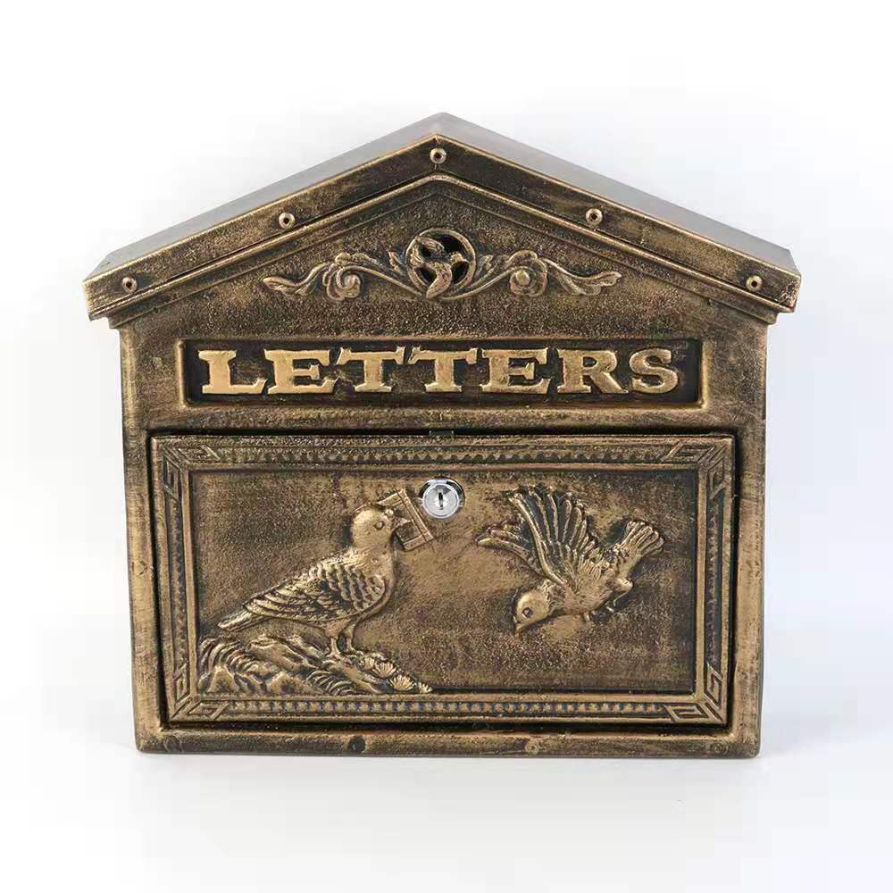 Vintage Retro Cast Iron Locking Wall Mount Mailbox Lockable Postal Letter Box