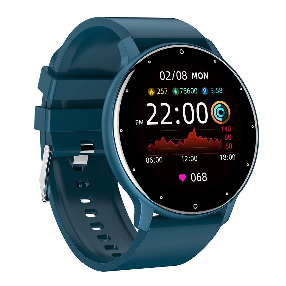 MEGIR Sport Uhr für Frauen Männer Herz Bewertung Blutdruck Fitness Tracker IP67 Wasserdicht Clever Uhren für iOS Android: ZL02-Blau