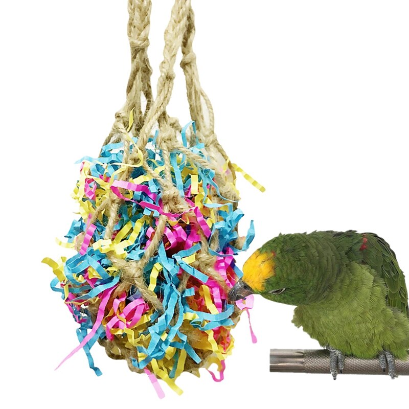 Parrot Bite-resistant Hanging Toy Pet Bird Toy Rope Mesh Bag Including Colorful Wire-drawn