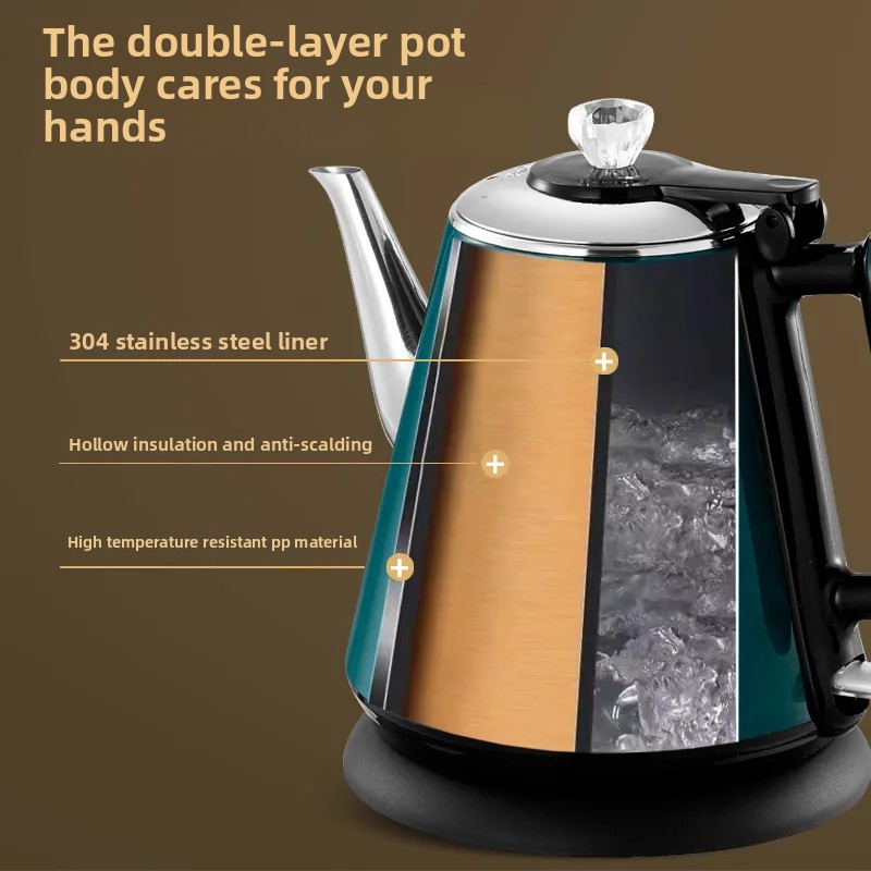 Rostfri vattenkokare med stor kapacitet och lång pip, automatisk avstängning för hemmabruk