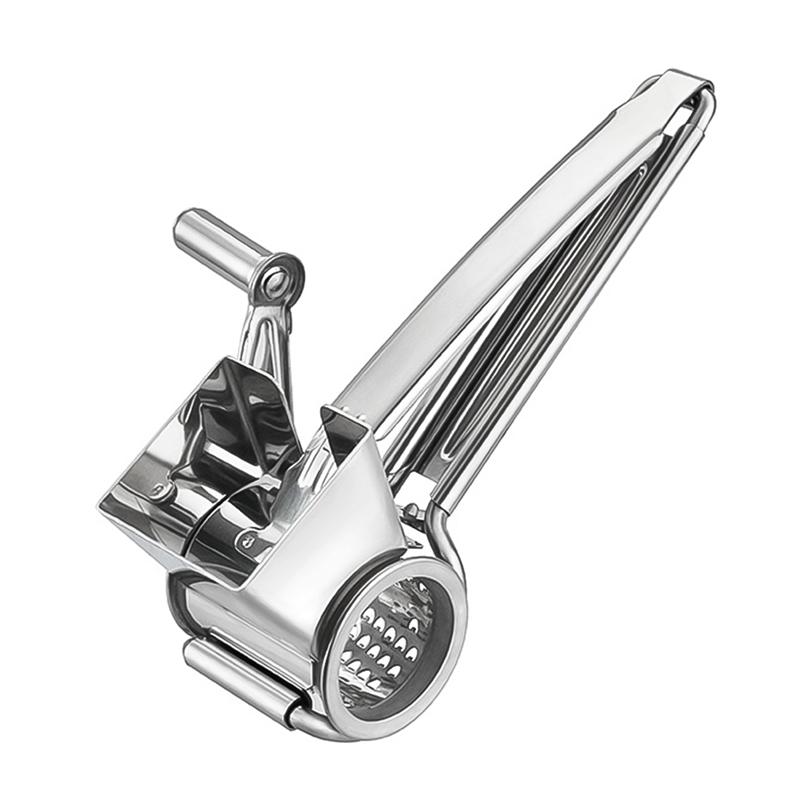 1Pc Cheese Grater Peeler Slicer Stainless Steel Grater Cheese Garlic Hand Crank Grater (Silver)